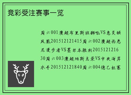竞彩受注赛事一览