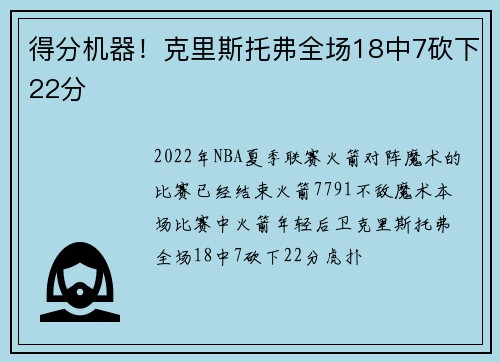 得分机器！克里斯托弗全场18中7砍下22分