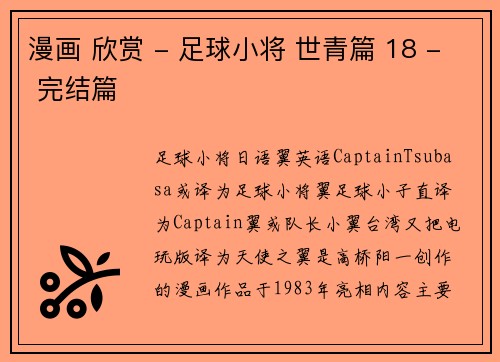 漫画 欣赏 - 足球小将 世青篇 18 - 完结篇